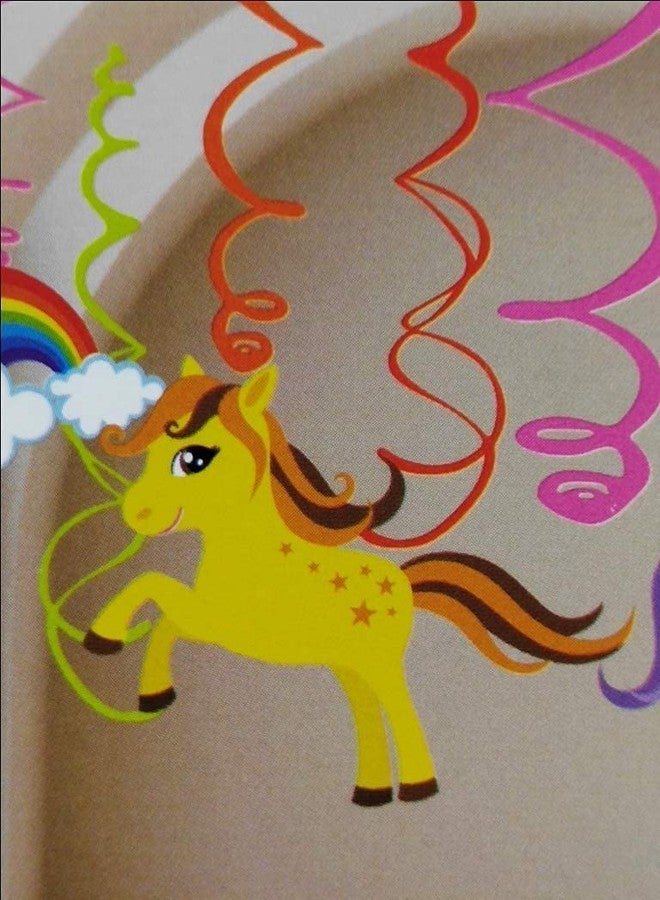 FI - FLICK IN Unicorn Theme Decoration Cutout Hanging Swirl, Girls Party Theme foil Unicorns Swirls for Birthday, Baby Shower Ceiling Decorations (Pack of 12) - Image 4